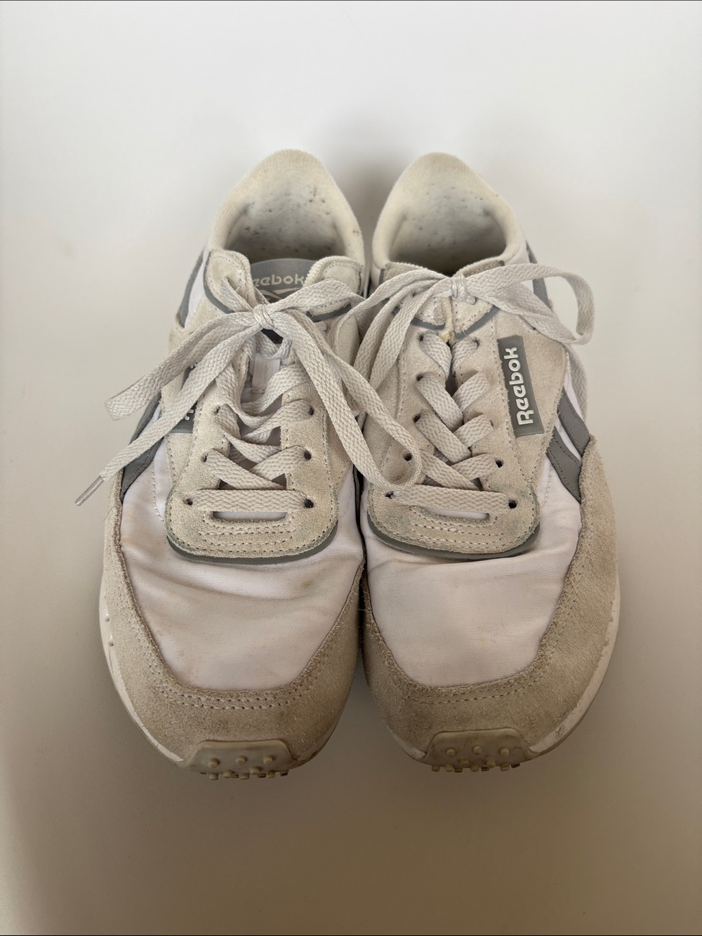 Reebok Neutral White and Light Gray Retro Runner Sneakers